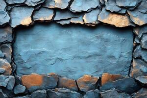 Abstract Cracked Stone Frame with Textured Background for Creative Design photo