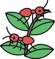 Two red ants are on a leaf vector