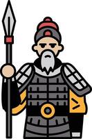 A man with a sword is standing in front of a white background vector