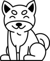 A black and white drawing of a dog with a smile on its face vector
