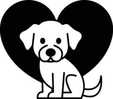 A black and white dog sitting in a heart vector