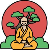 He is smiling and he is in a peaceful and relaxed state vector