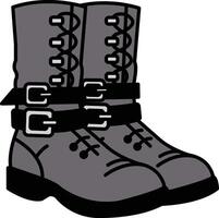 The image is of a pair of boots with metal straps and buckles vector