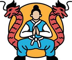 Concept of strength and determination, as the man is practicing martial arts vector