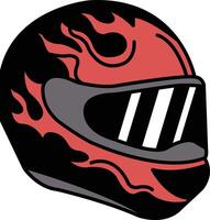 A helmet with flames on it vector