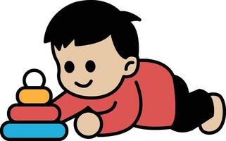 A cartoon of a boy playing with blocks vector