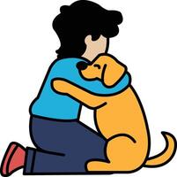 A boy is hugging a dog vector