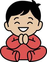 A cartoon baby is smiling and making a sign of the cross vector
