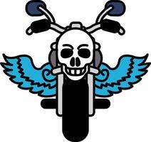 A motorcycle with a skull on it and wings vector