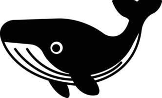 A black whale is shown in a white background vector