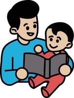 A man is reading a book to a baby vector