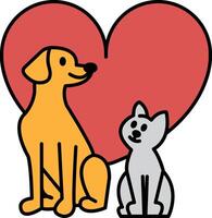 A dog and a cat are sitting in a heart vector