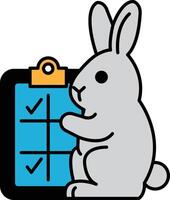 A rabbit is standing next to a clipboard with a check mark on it vector