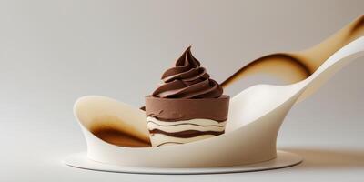 Decadent Chocolate Mousse With Vanilla Cream Layers photo