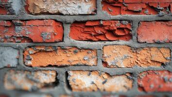 Close up of the texture of an aged brick wall photo