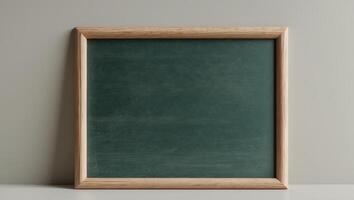 a rectangular green chalkboard with a wooden frame photo