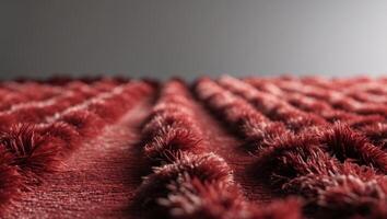 a close up of a textured deep red carpet showcasing its plush fibers. photo