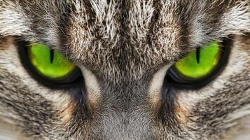 Close up of a Cat s Intense Green Eyes Grey Tabby Fur Feline Gaze Animal Portrait photo