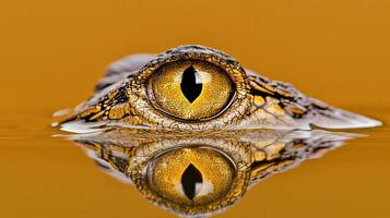 Close up of Alligator Eye in Water Reptile Texture Golden Eye Wildlife Photography photo