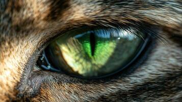Close up Macro Photo of a Cat s Striking Green Eye and Fur Texture