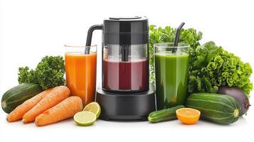 Healthy Vegetable Fruit Juices with Blender Carrot Green Juice Vitamin Boost photo