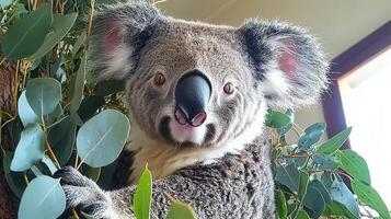 Adorable Koala Bear Close up in Eucalyptus Tree Wildlife Photography photo