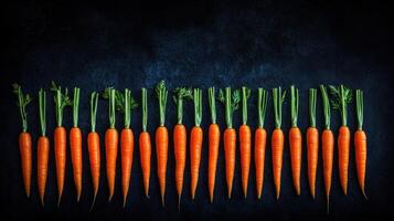 Fresh Organic Carrots in a Row Vibrant Vegetable Food Photography photo