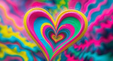 A Colorful Heart Shape is displayed on a vibrant Abstract Background filled with joy and art. photo