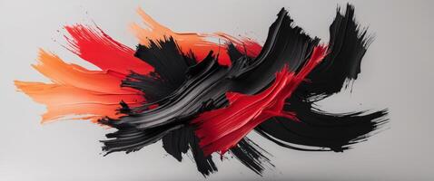 Abstract Expressionism Gradient Artwork with Black Red Orange Dynamics photo