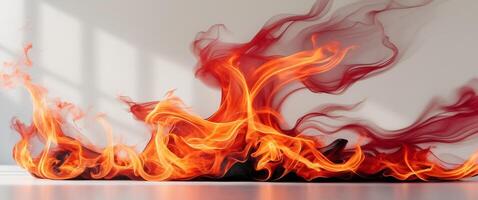 Abstract Representation of Fire with Swirling Flames and Embers in Bold Reds and Oranges photo