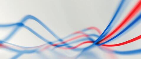 Blurred abstract graph with red and blue trend lines on a light background. photo
