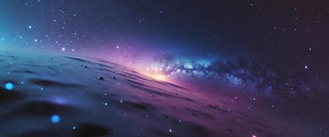 Fantasy view of stars and galaxy outer space from other planet photo