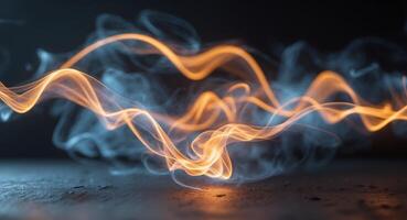 Glowing Embers and Dynamic Energy Flow in Dark Abstract Setting. photo