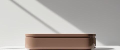 Macro shot of a mocha mousse acrylic desk drawer handle highlighting modern design photo