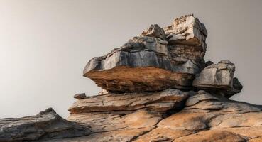 Unique textures in weathered rock formation photo