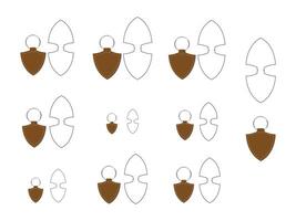 Shield shape keychain key FOB Dieline Template vector