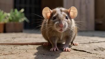 Adorable Brown Rat with Large Ears Exploring a Home Environment photo