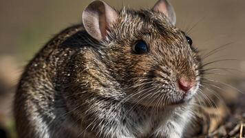 Closeup Portrait of a Cotton Rat with Large Ears and Whiskers photo
