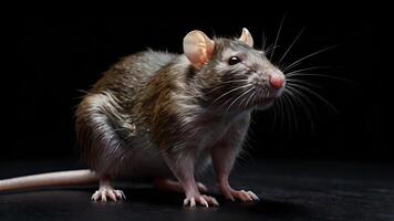 A Close Up of a Rat on a Black Background photo