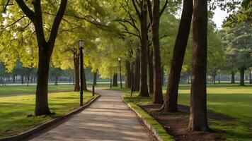 Serene Park Path Sunlight Through Trees photo