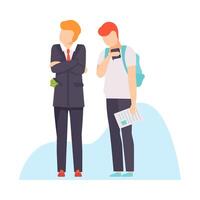 two characters engaging in corruption illustration isolated on white background. vector