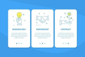 Business Idea, Partnership, Contract Mobile App Page Onboard Screen Set, Website or Web Page Illustration vector
