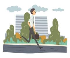 Man Walking with Briefcase, Businessman Going to Office, Man in Everyday Life, Daily Routine Illustration vector