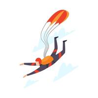 Parachutist skydiving illustration isolated on white background. vector
