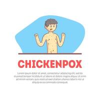 Chickenpox Banner Template with Space for Text, Boy Having Symptoms of Smallpox Illustration vector