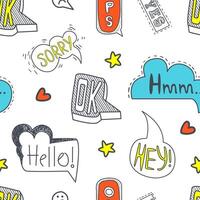 Speech Bubbles Seamless Pattern with Different Words, Design Element Can Be Used for Comics Book, Fabric Print, Background Illustration vector