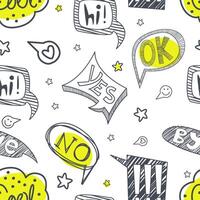 Speech Bubbles Seamless Pattern with Different Words, Design Element Can Be Used for Comics Book, Fabric Print, Packaging, Background Illustration vector