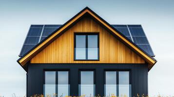 A house with solar panels on the roof photo