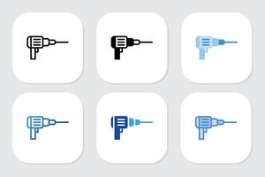 drilling machine icons with various design styles vector