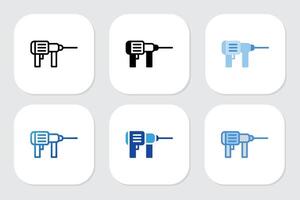 drilling machine icons with various design style vector